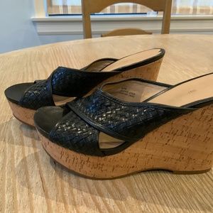 Via Spiga braided black platform wedge sandal